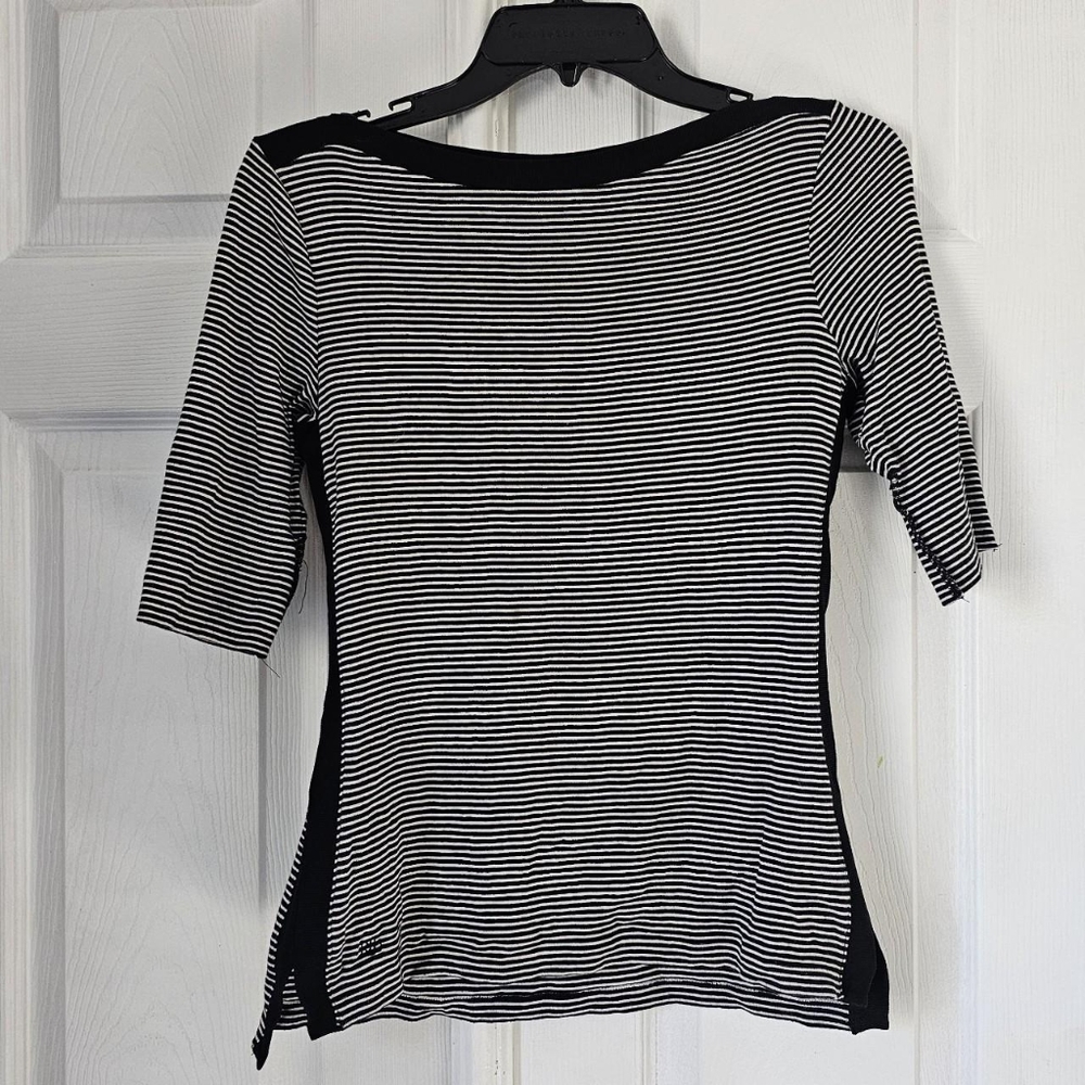 Lauren Ralph lauren boat neck striped quarter sleeve